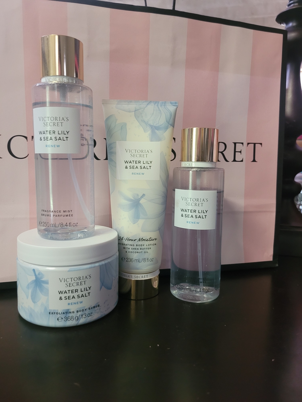 Victoria's Secret Water Lily & Sea Salt Skincare Set - Light Blue And White